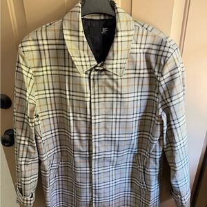 JF J. Ferrar Water Repellent Trench Coat Womens Sz XXL Plaid‎ Brown Lined Jacket